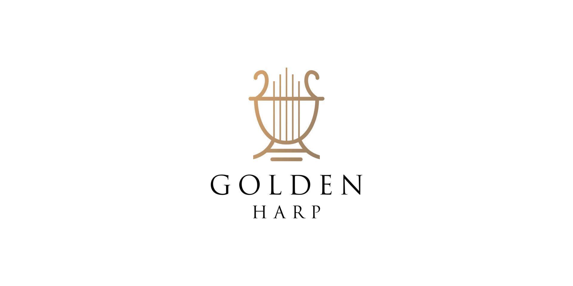 golden Harp Logo Icon Design Template Vector Illustration with business card design.