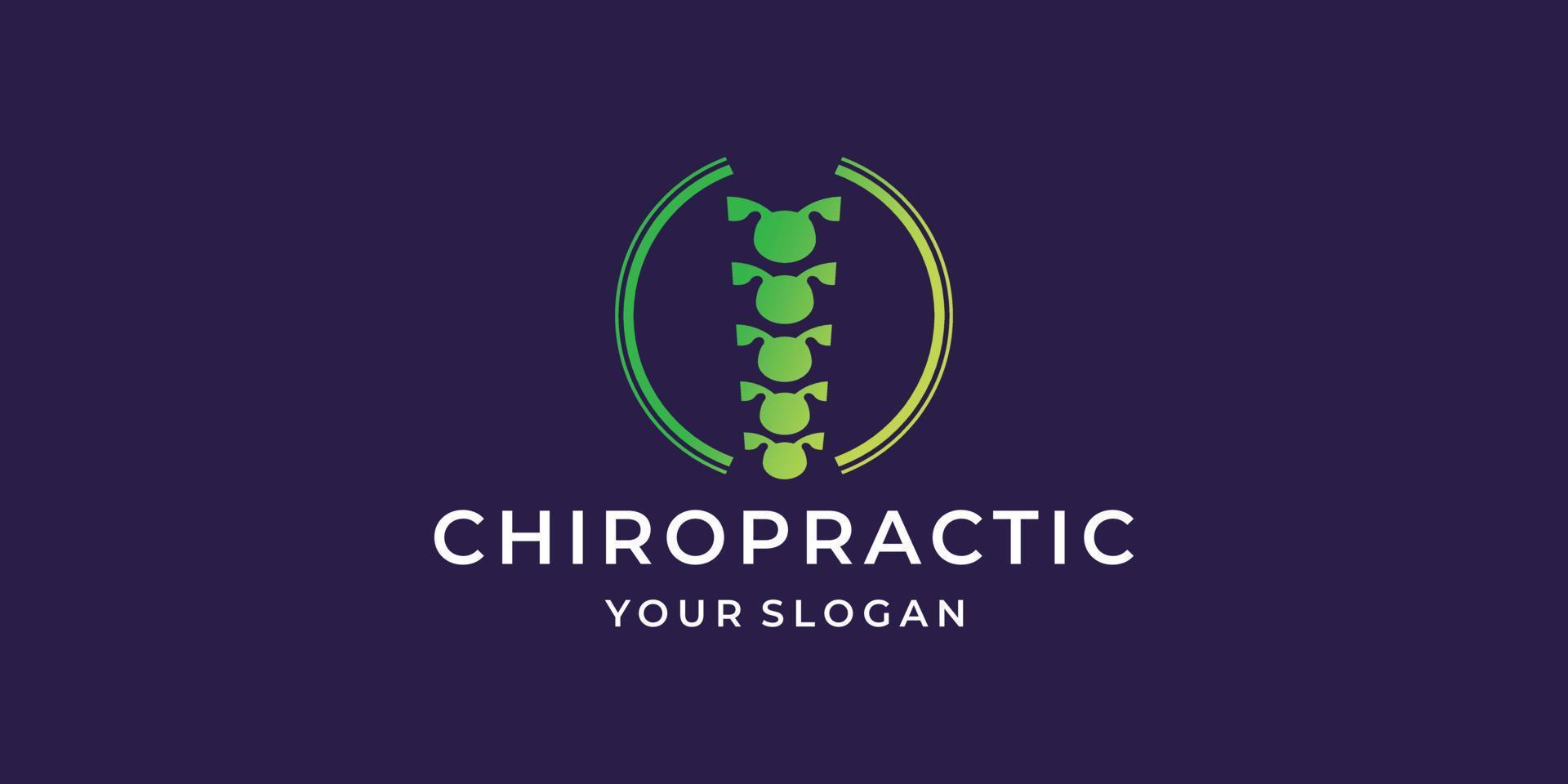 symbol chiropractic logo template with circle frame shape design inspiration. vector