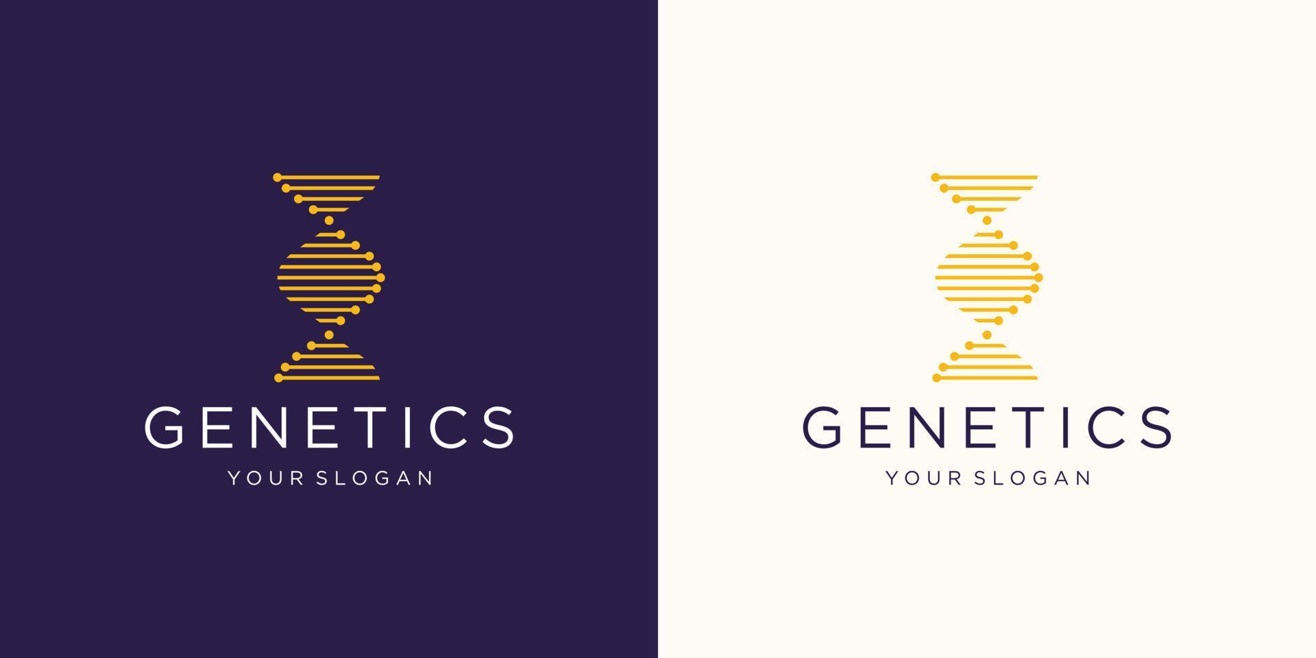 vertical DNA logo line minimalist design with dot technology. vector