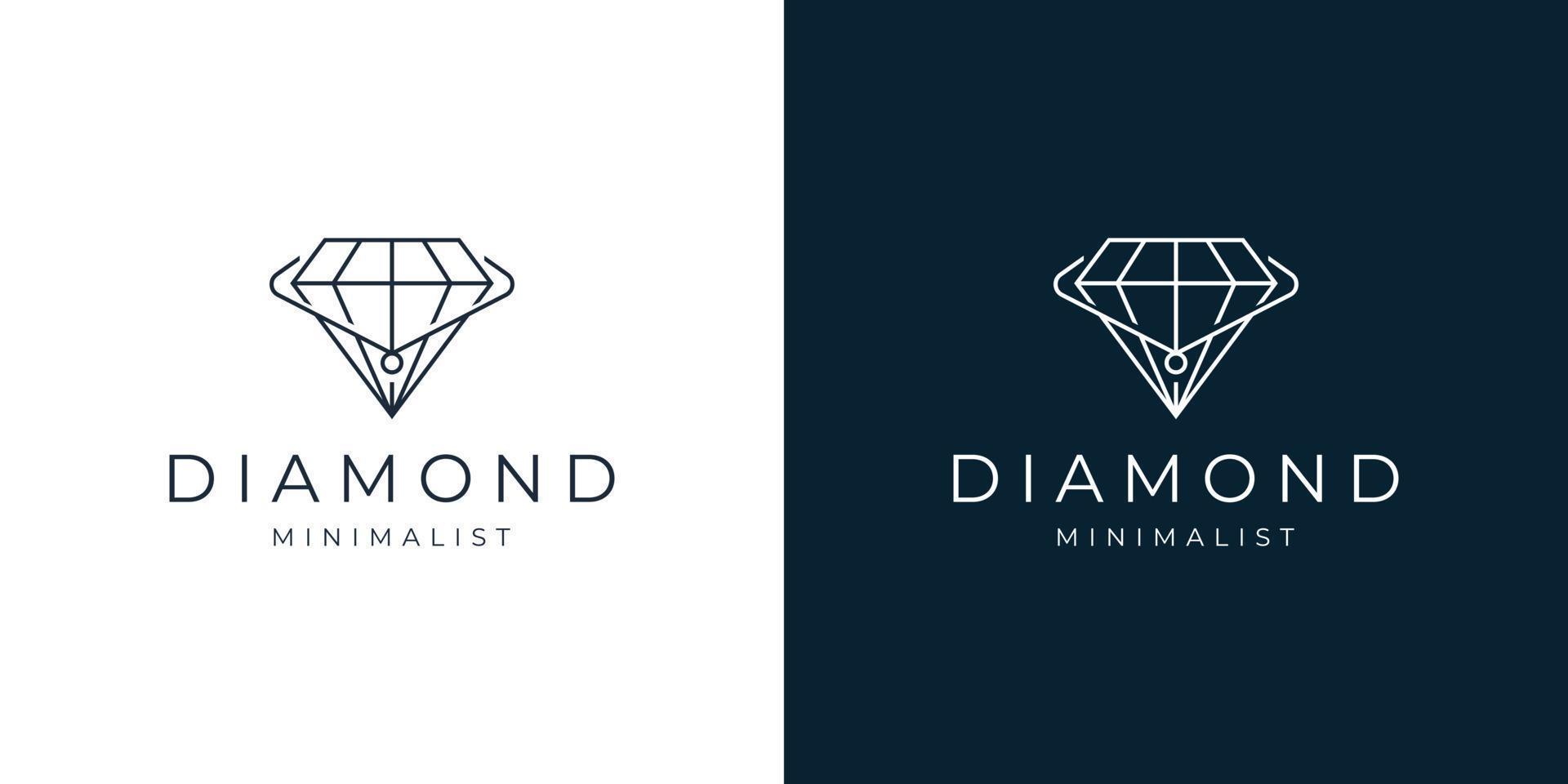 geometric line diamond logo template. creative diamond linear style, minimalist diamond design. vector