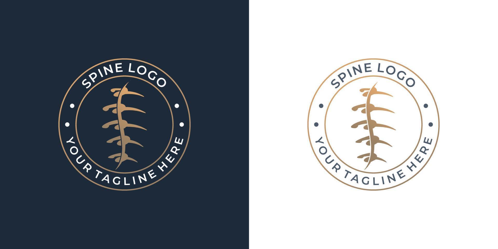 retro vintage badge spine logo template. Chiropractic clinic design inspiration for science. vector