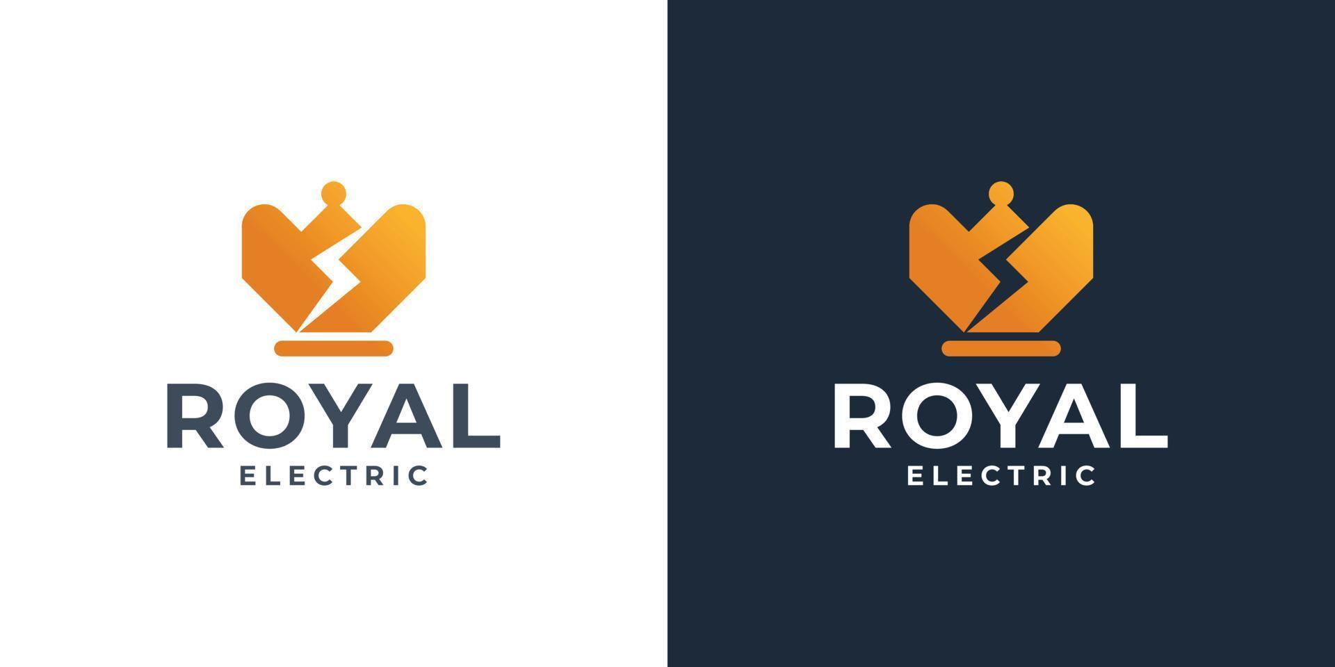 creative logo design shape of the crown is combined with light or electric design flat concept. vector