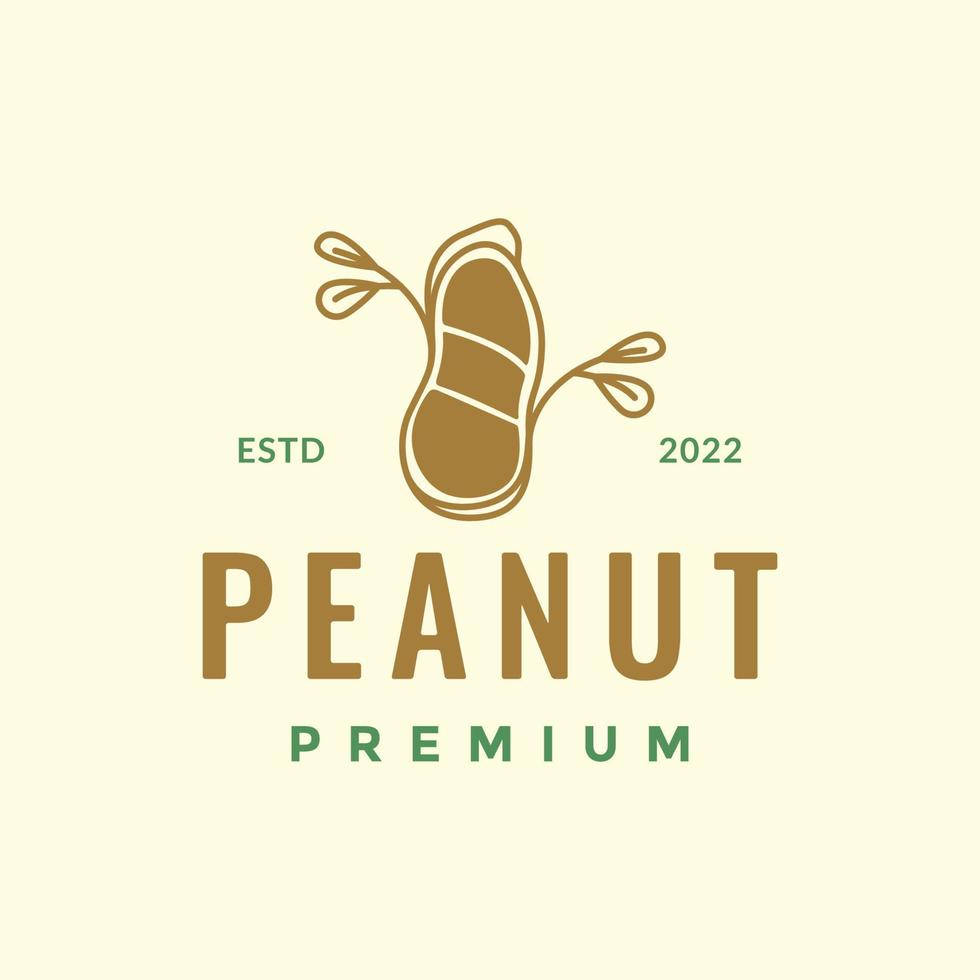 semilla de maní alimento raíz planta calidad ingrediente hipster logotipo diseño vector icono ilustración plantilla