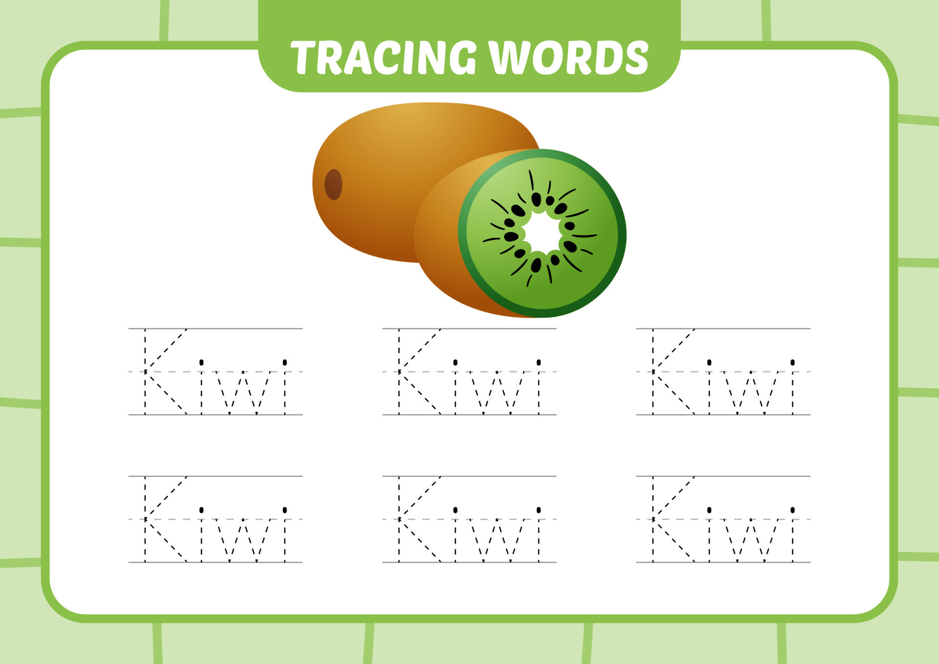 tracing words for kids, kiwi vector 19515669 Vector Art at Vecteezy