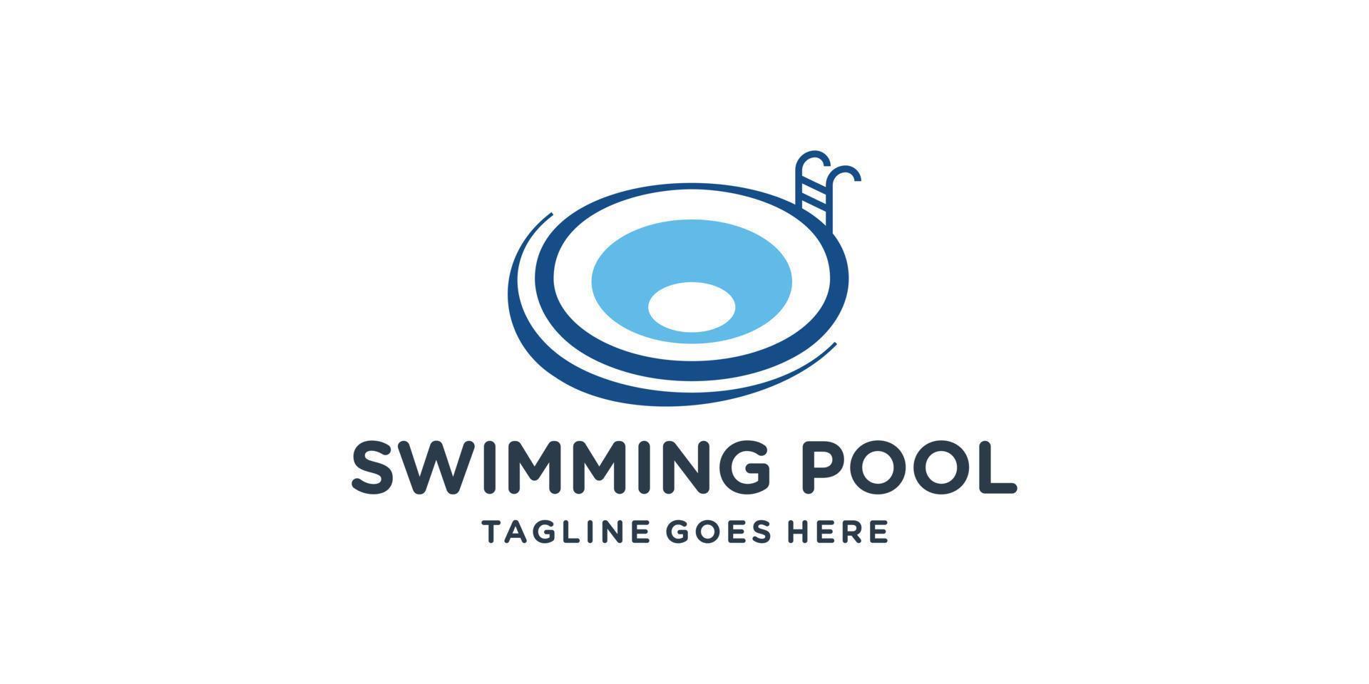 Swimming Pool Logo Design Vector.creative circular shape concept pool symbol. vector