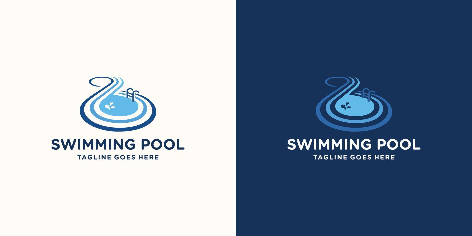 infinite swimming pool logo vector design template.