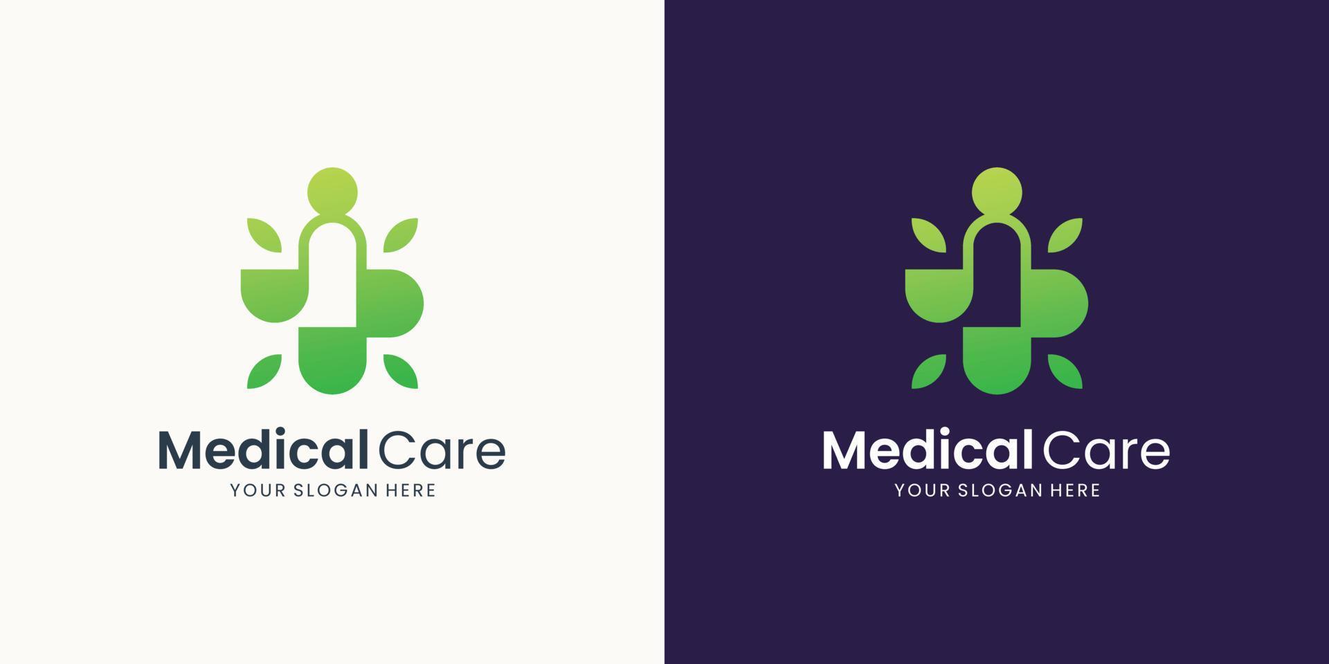 logotipo de atención médica de personas abstractas. icono humano con más diseño de símbolo médico. vector