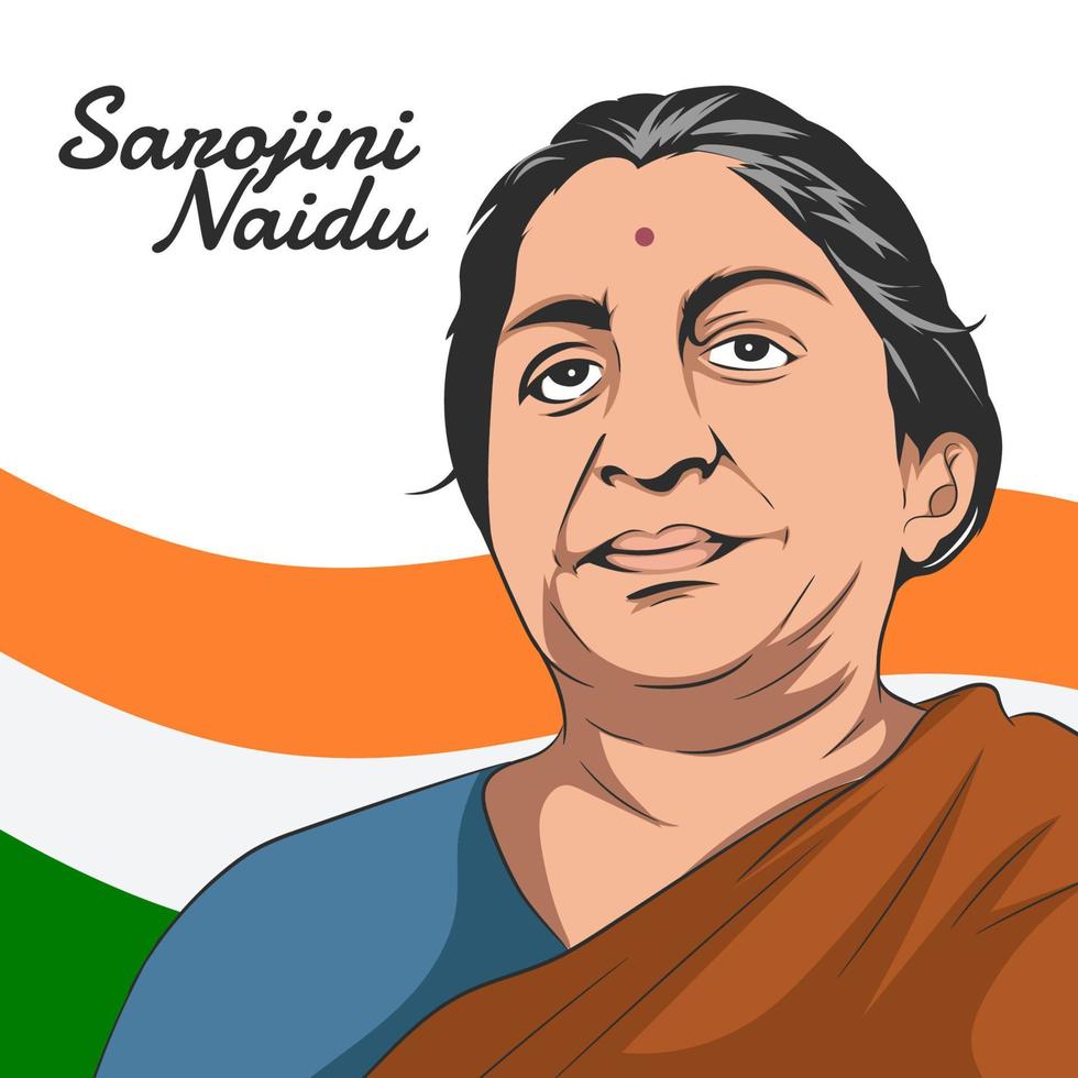 Sarojini Naidu , Indian activist. Birth Anniversary 13 February. vector