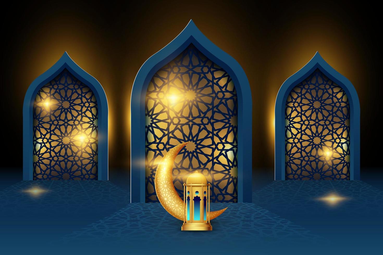 Fondo de tarjeta de felicitación eid mubarak con ilustración de vector de ornamento islámico