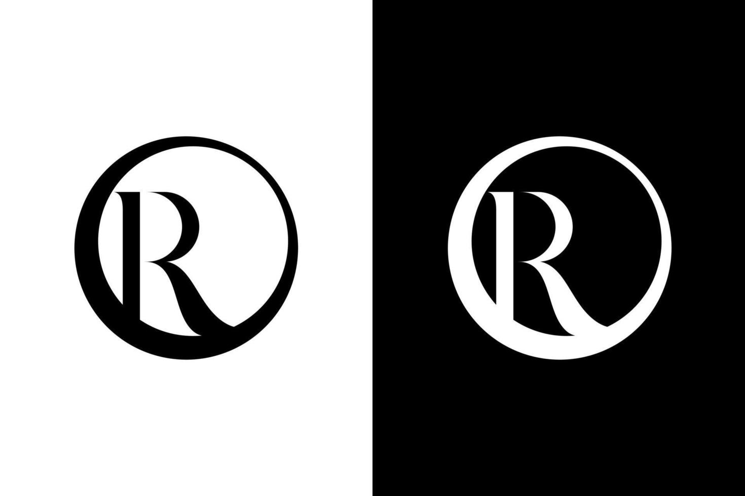 logotipo de empresa monograma r simple letra inicial blanco y negro icono ilustración estilo diseños plantillas vector