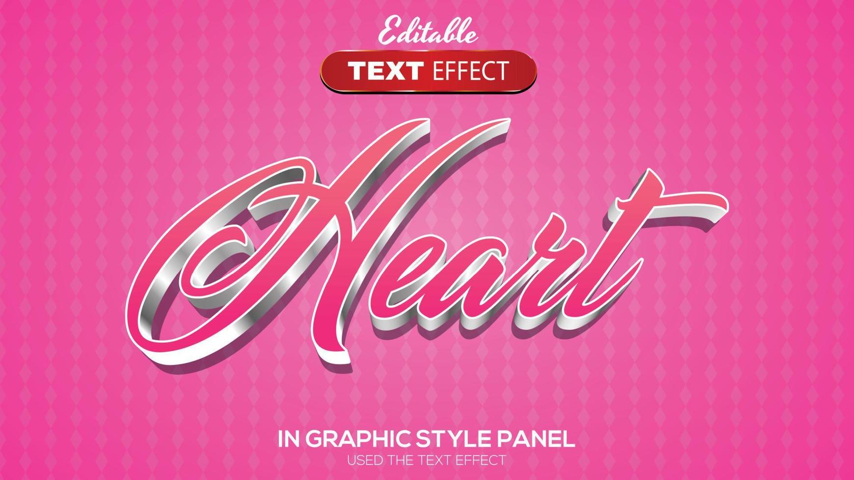 3D editable text effect heart theme vector