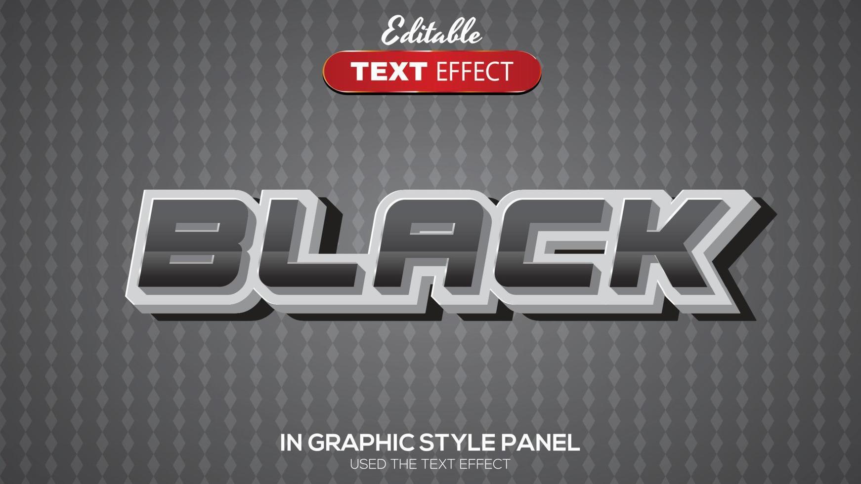 3D editable text effect black theme vector