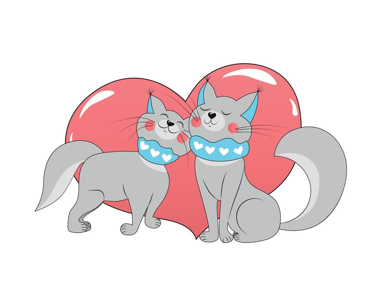 gráficos vectoriales diseño vectorial de un gato gris beige con un corazón para el día de san valentín tan dulce garabato en estilo de dibujos animados vector