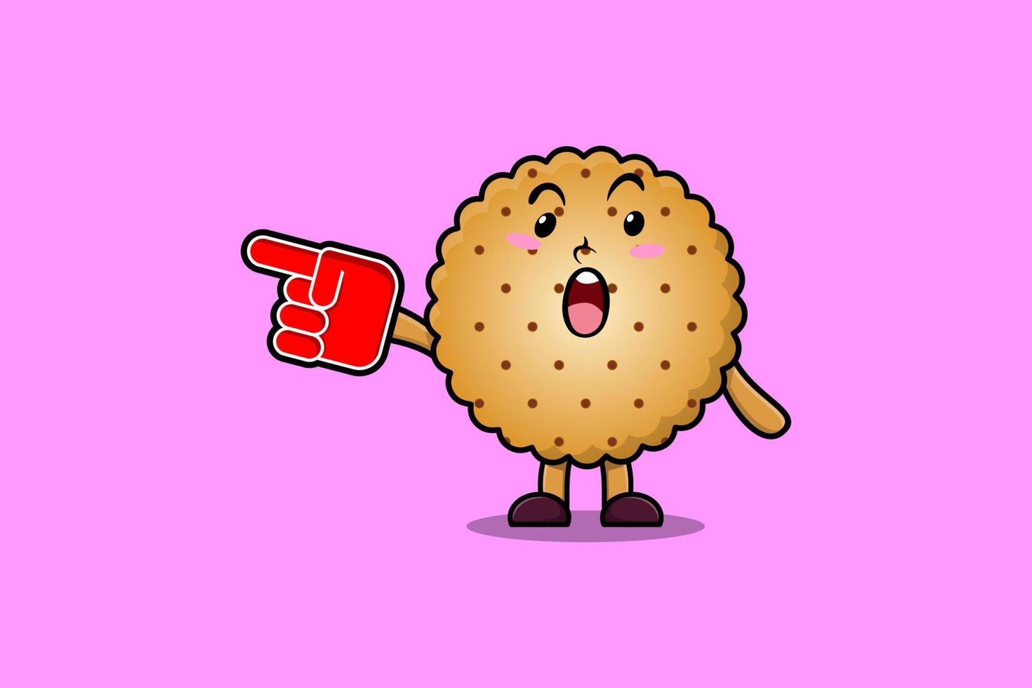 Cute Cartoon Cookies with foam finger glove vector