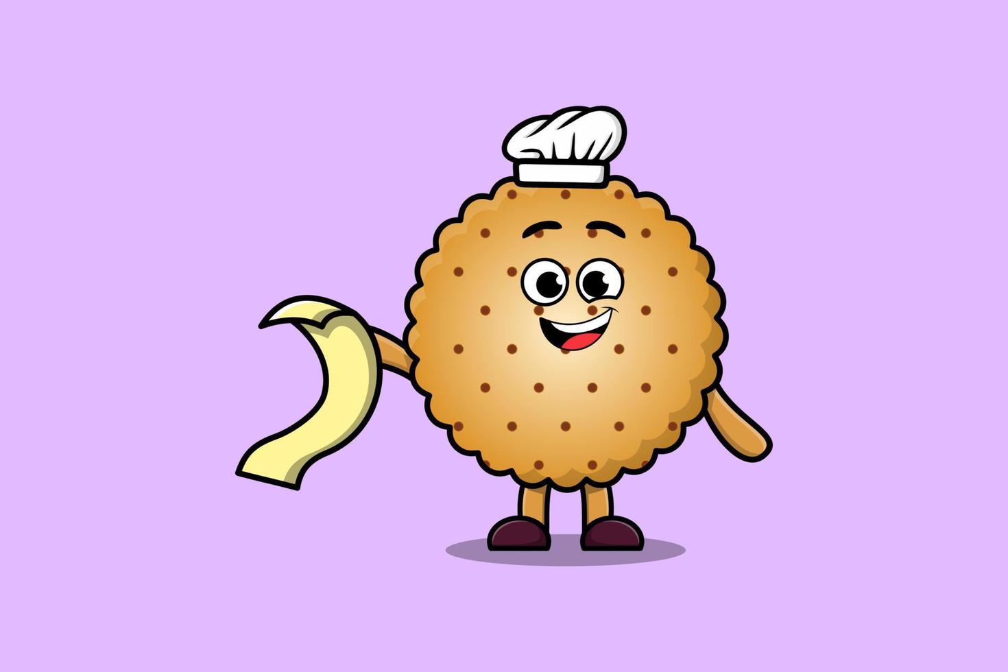 Cute cartoon Cookies chef character with menu vector
