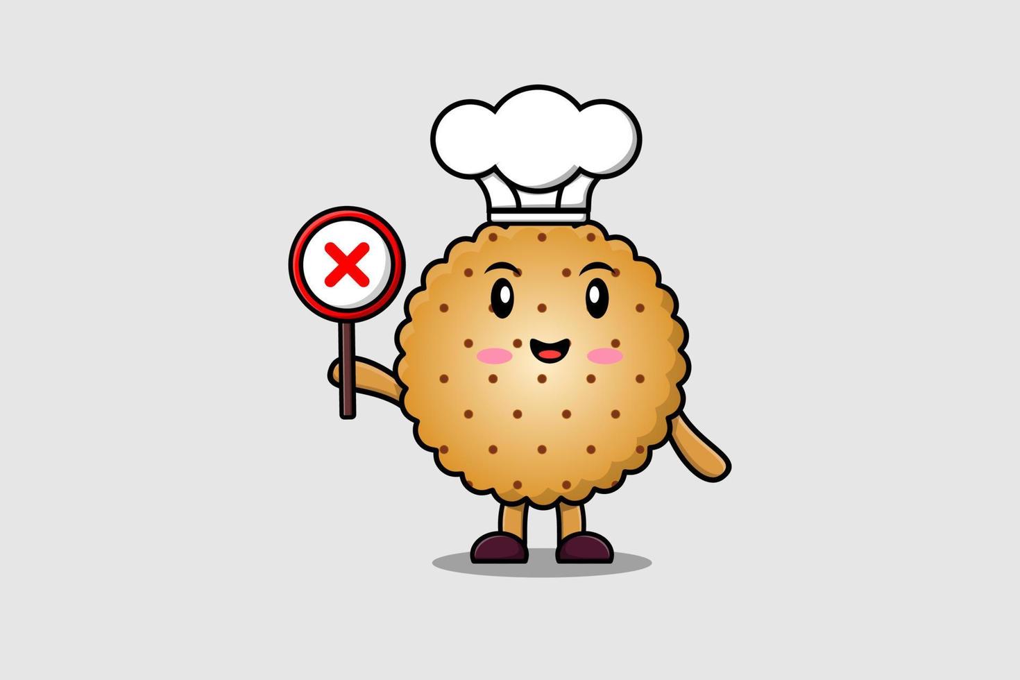 cute cartoon Cookies chef holding wrong sign board vector
