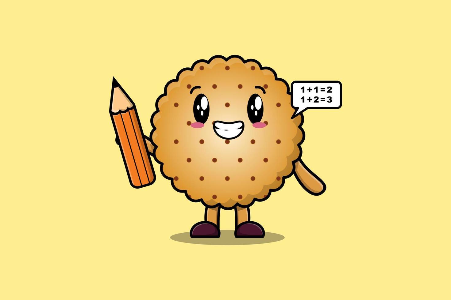 estudiante inteligente de dibujos animados lindo de galletas con lápiz vector