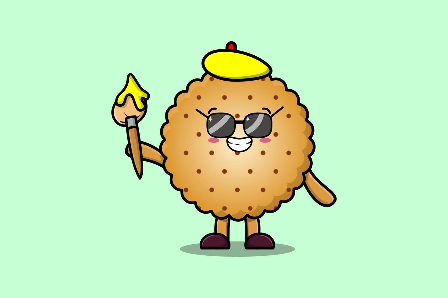 Cute cartoon character Cookies painter portraitist vector