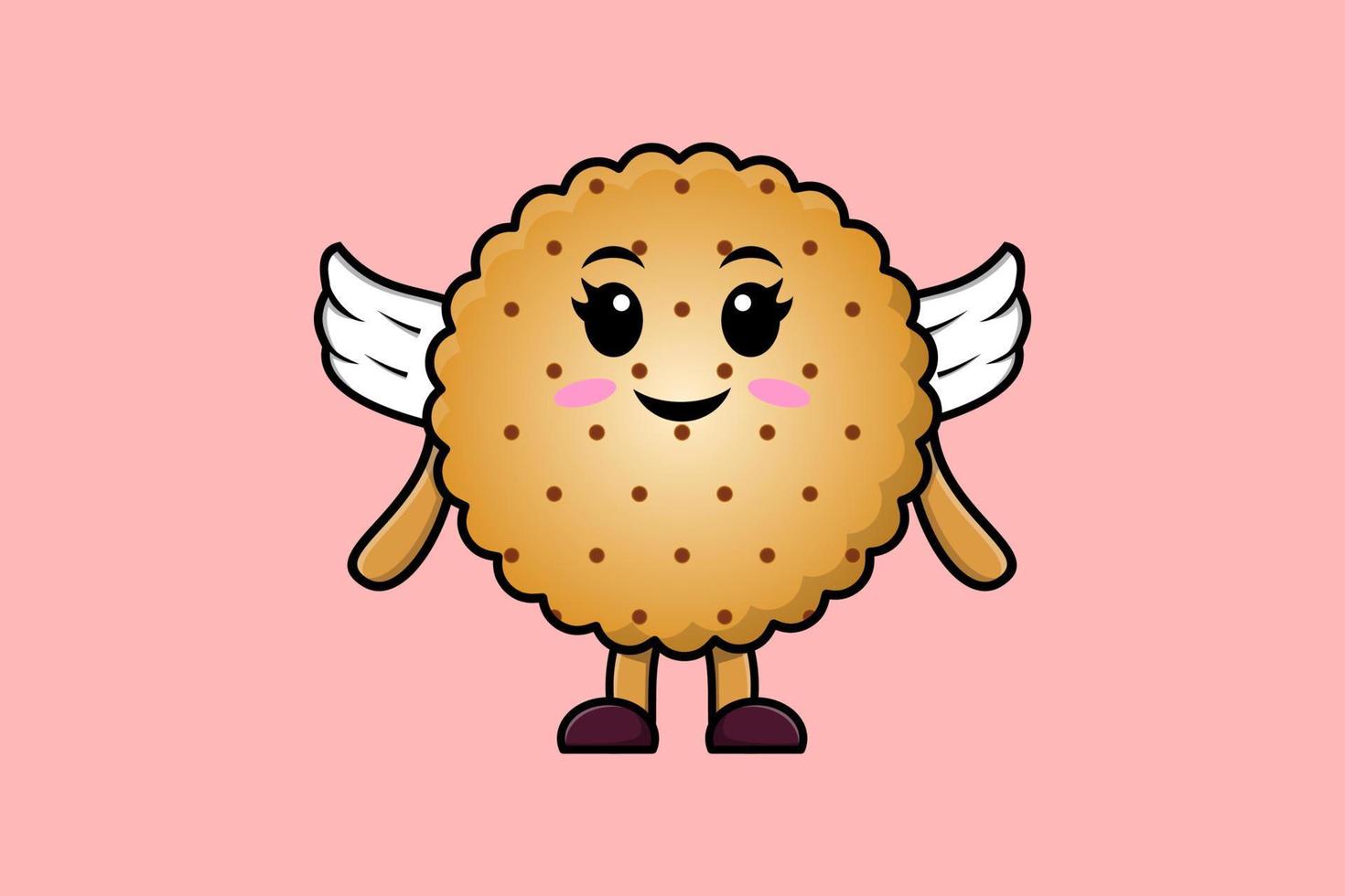 lindo personaje de dibujos animados de galletas con alas vector