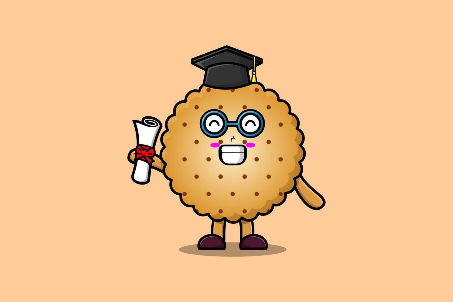 Cute cartoon Cookies student on graduation day vector