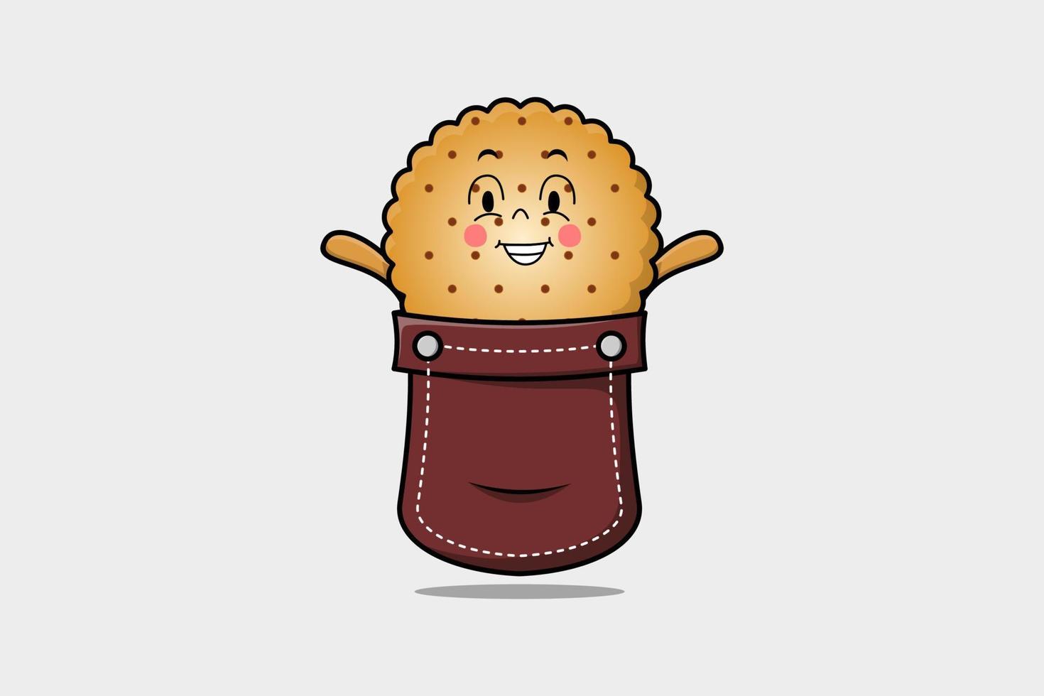 Cute cartoon Cookies character out from pocket vector