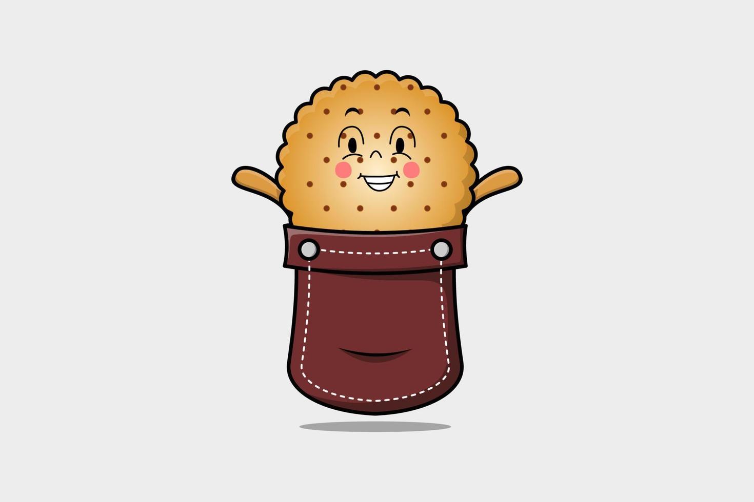 lindo personaje de dibujos animados de galletas fuera del bolsillo vector