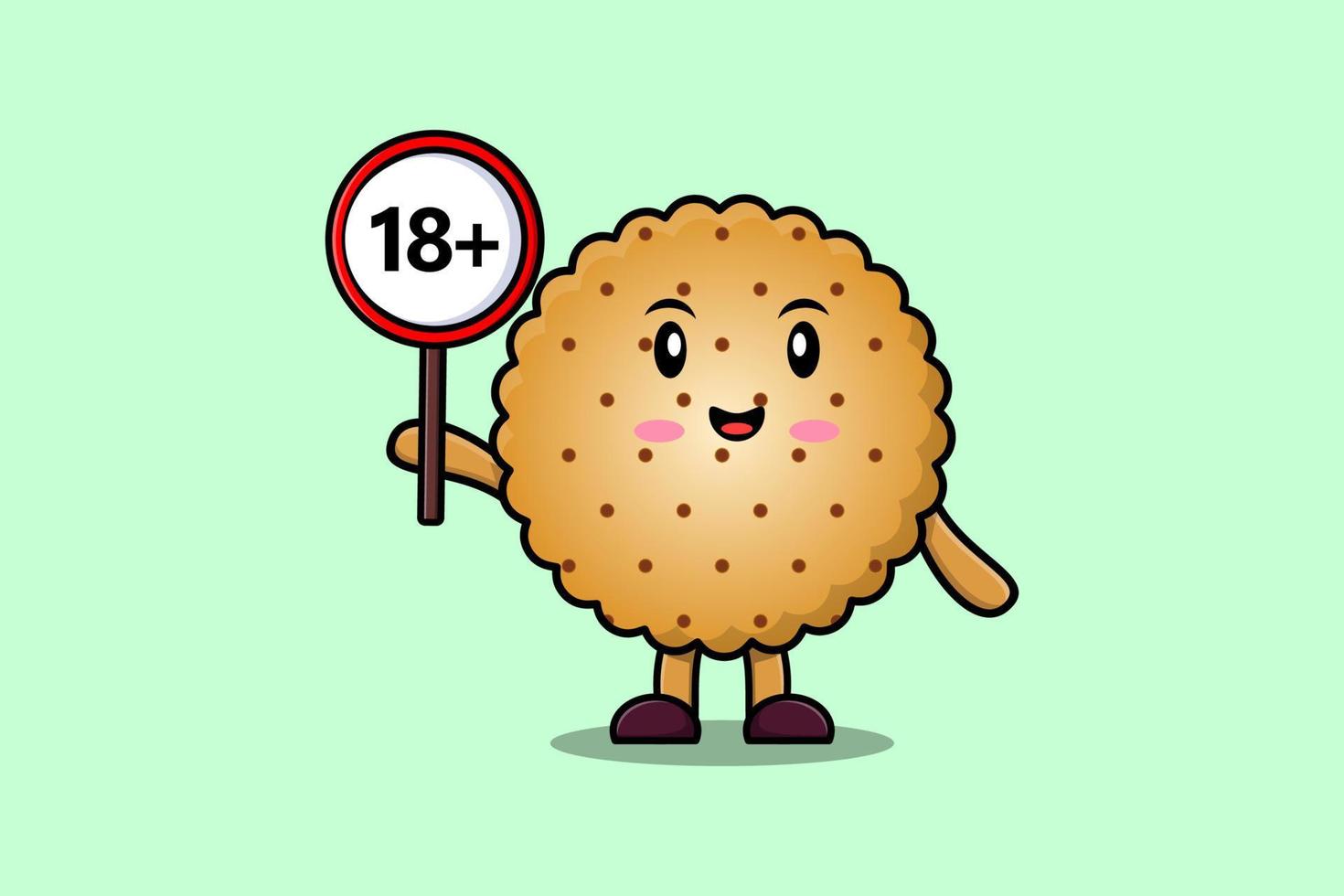 cute cartoon Cookies holding 18 plus sign board vector