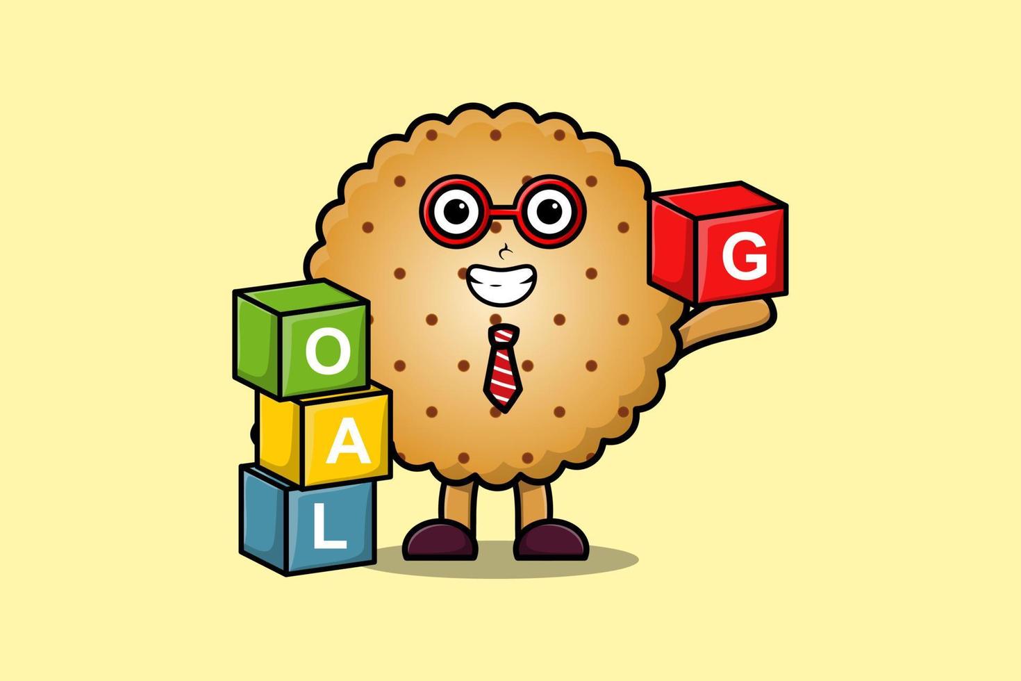 Cute cartoon Cookies businessman stacking goal box vector