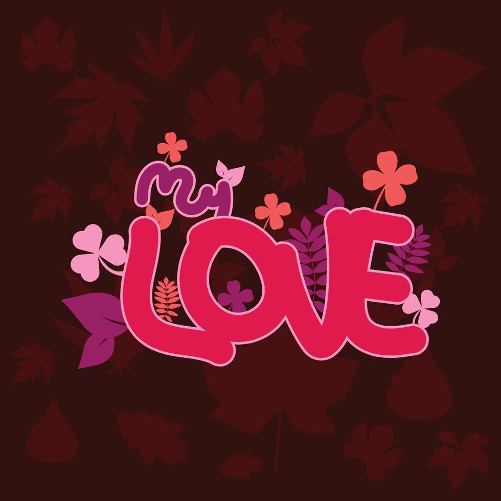 textura de amor perfecta con flores abstractas y hojas ilustración vectorial vector