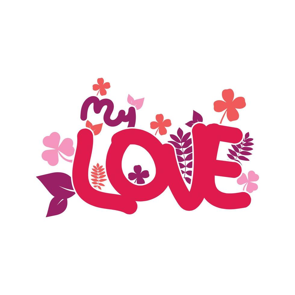 Seamless texture love and abstract flower vector illustration