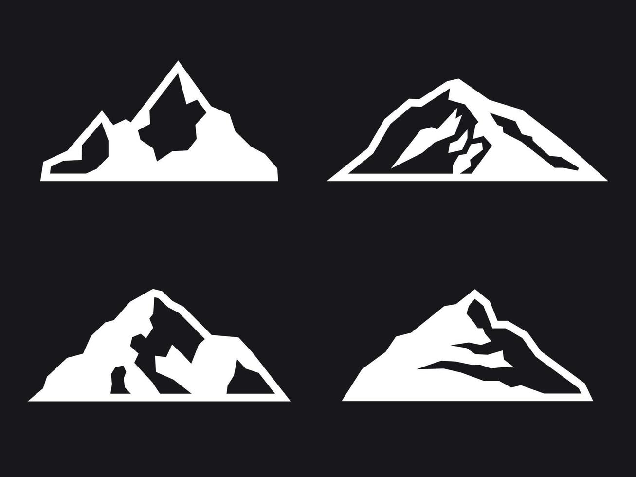 Mountain Icons Set. White on a black background vector