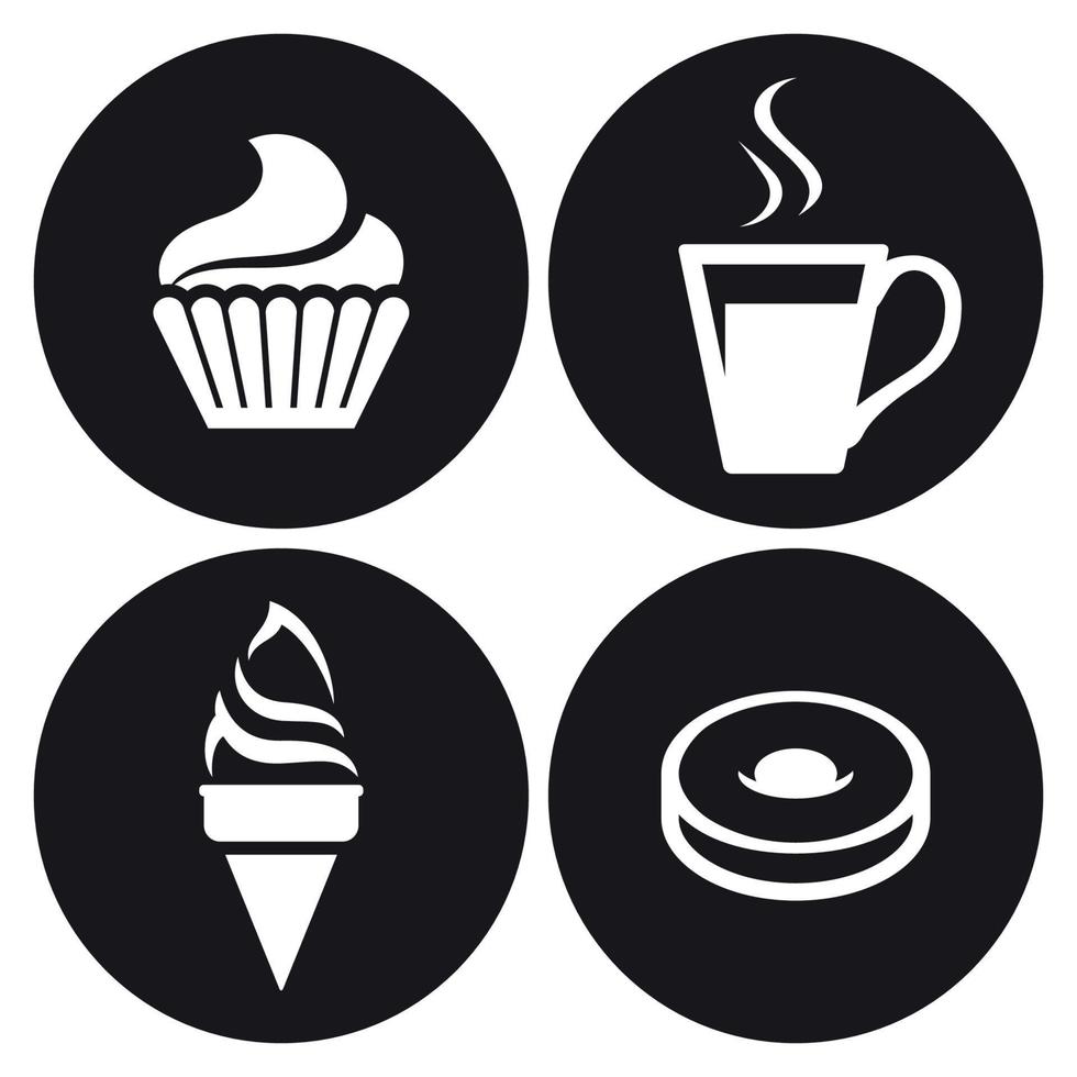 conjunto de iconos de café. blanco sobre un fondo negro vector