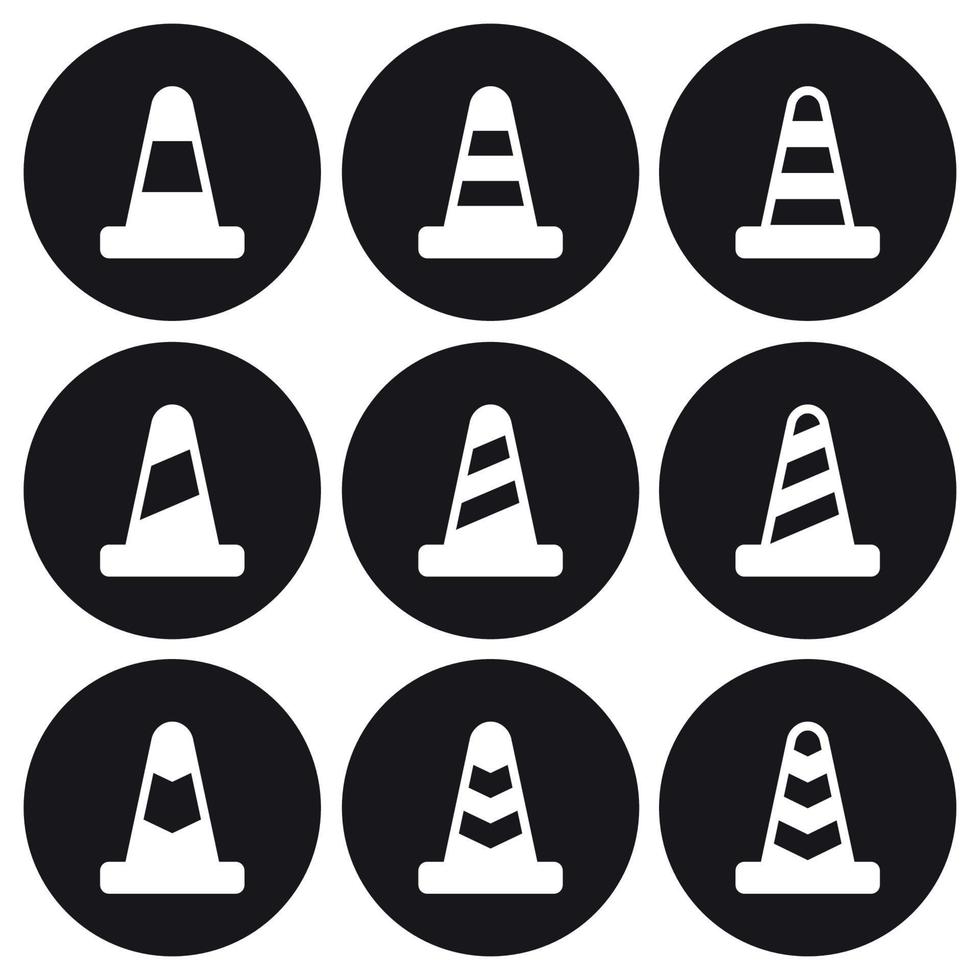 Cone icons set. White on a black background vector