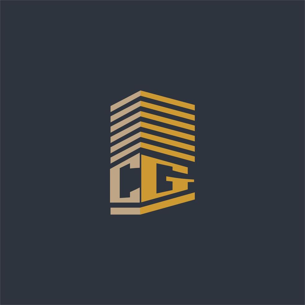cg monograma inicial ideas de logotipo de bienes raíces vector