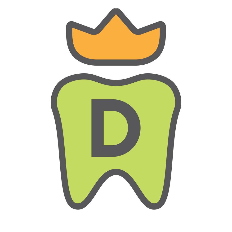 diseño de logotipo dental en el símbolo de la corona de la letra d. signo de logotipo de cuidado dental, diseño de logotipo de rey de dientes de clínica con plantilla de vector de lujo