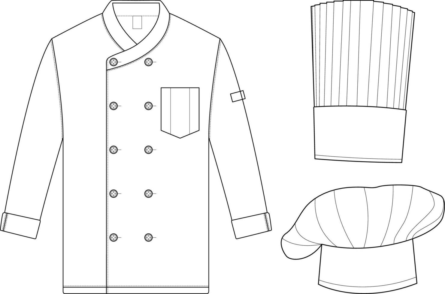 Vector line art chef uniform mockup