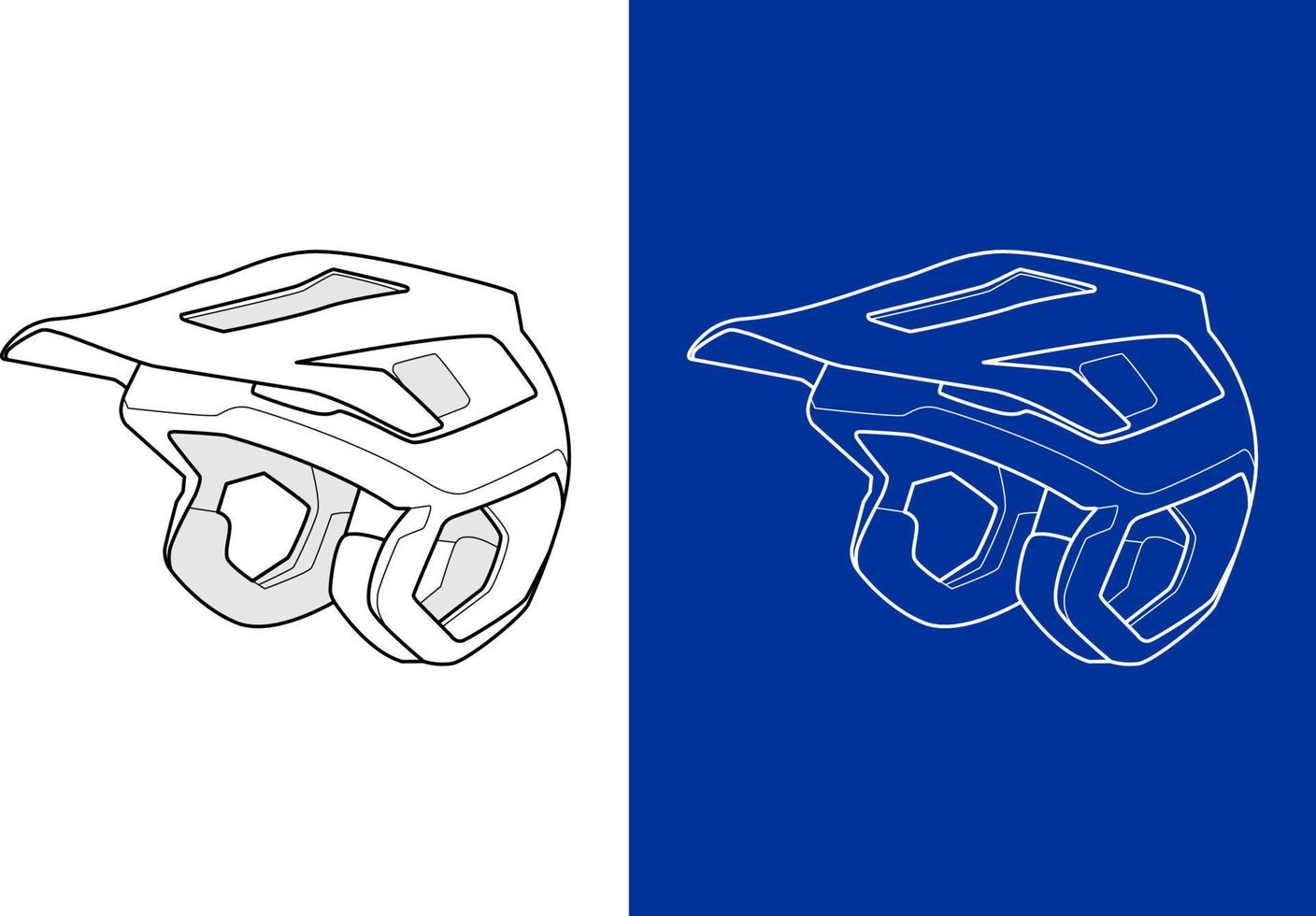 Vector line art cycling helmet mockup