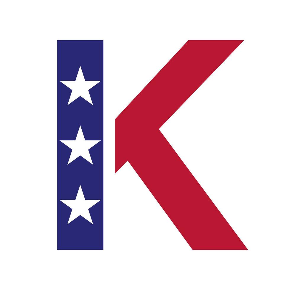 logotipo inicial de la letra k americana para la identidad empresarial, corporativa y de la empresa. logo americano de estados unidos vector