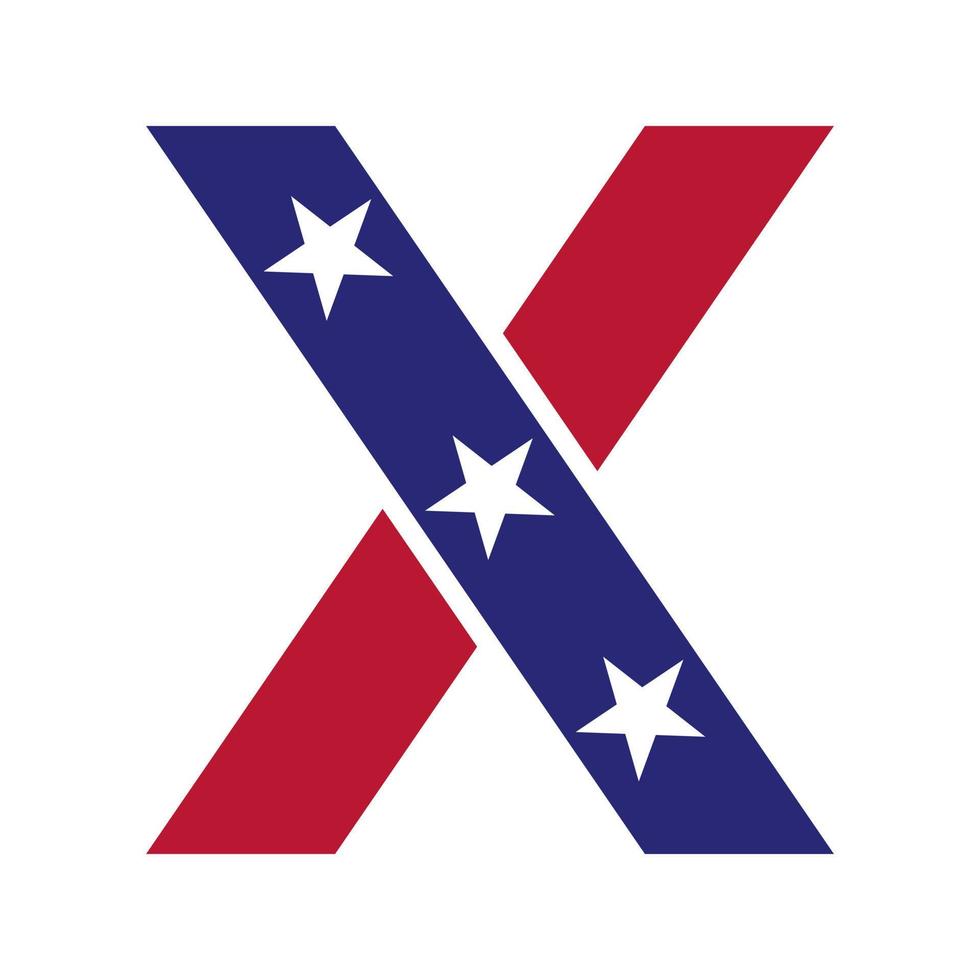 letra inicial x logo americano para identidad empresarial, corporativa y de empresa. logo americano de estados unidos vector