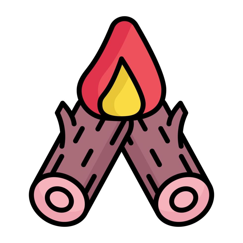 A modern icon design of bonfire in trendy style vector