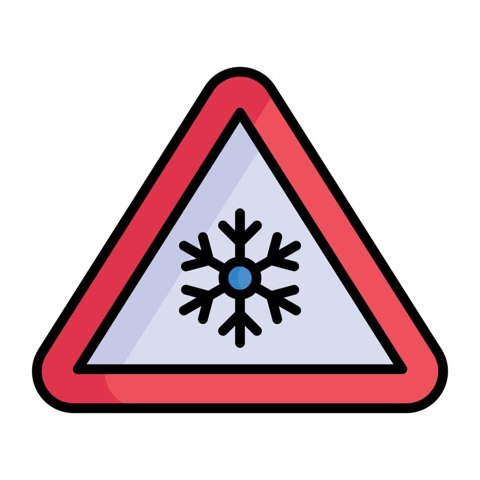 Snowflake on board warning sign of snowfall vector