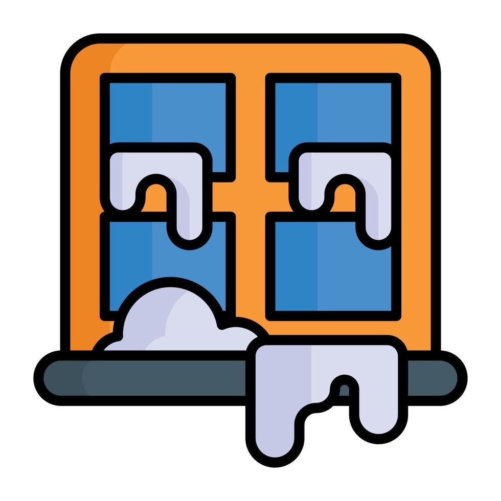 Snowfall on window vector icon in trendy style