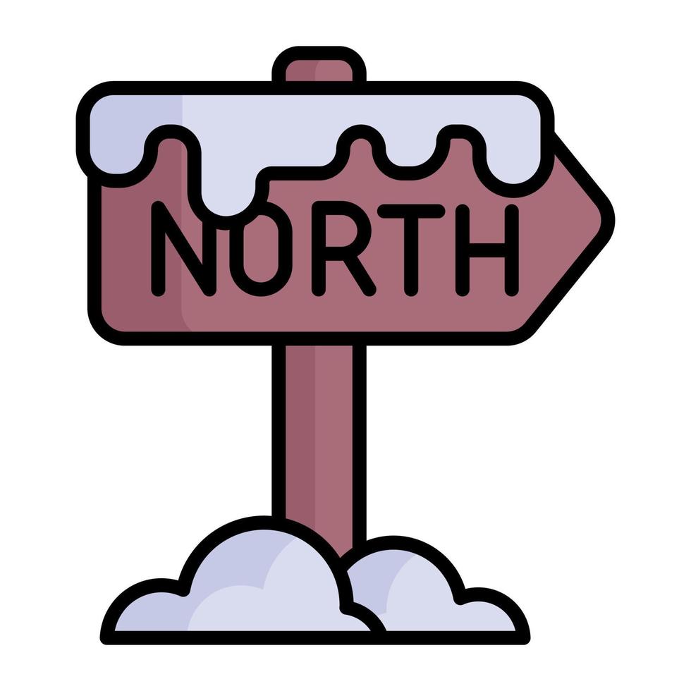 North pole direction sign board vector icon