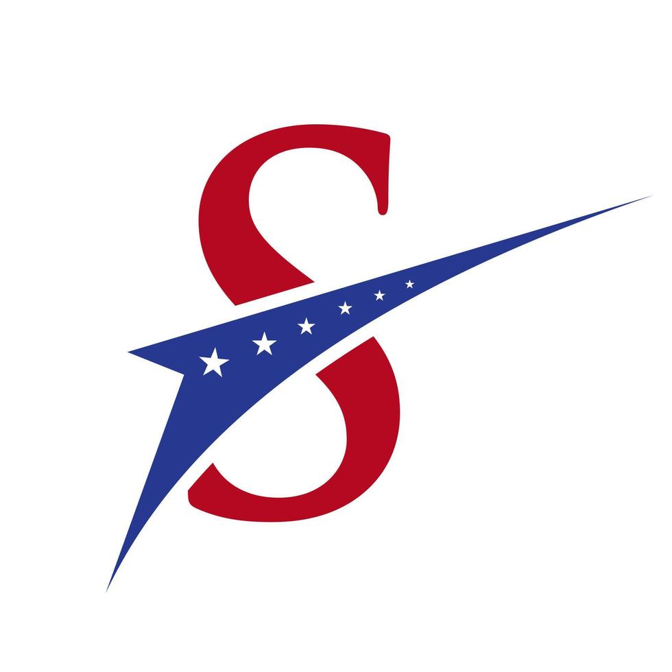 logotipo americano de la letra inicial s para la identidad comercial, corporativa y de la empresa. logo americano de estados unidos vector