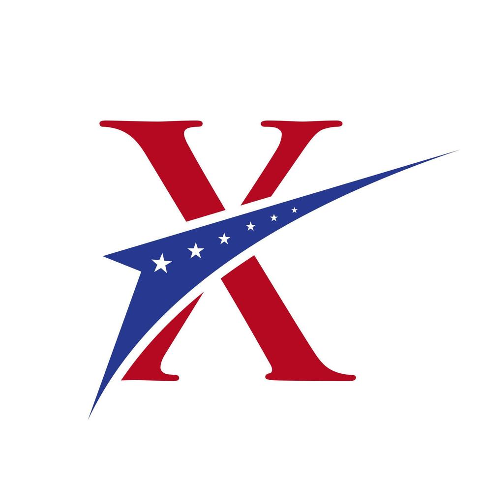 letra inicial x logo americano para identidad empresarial, corporativa y de empresa. logo americano de estados unidos vector