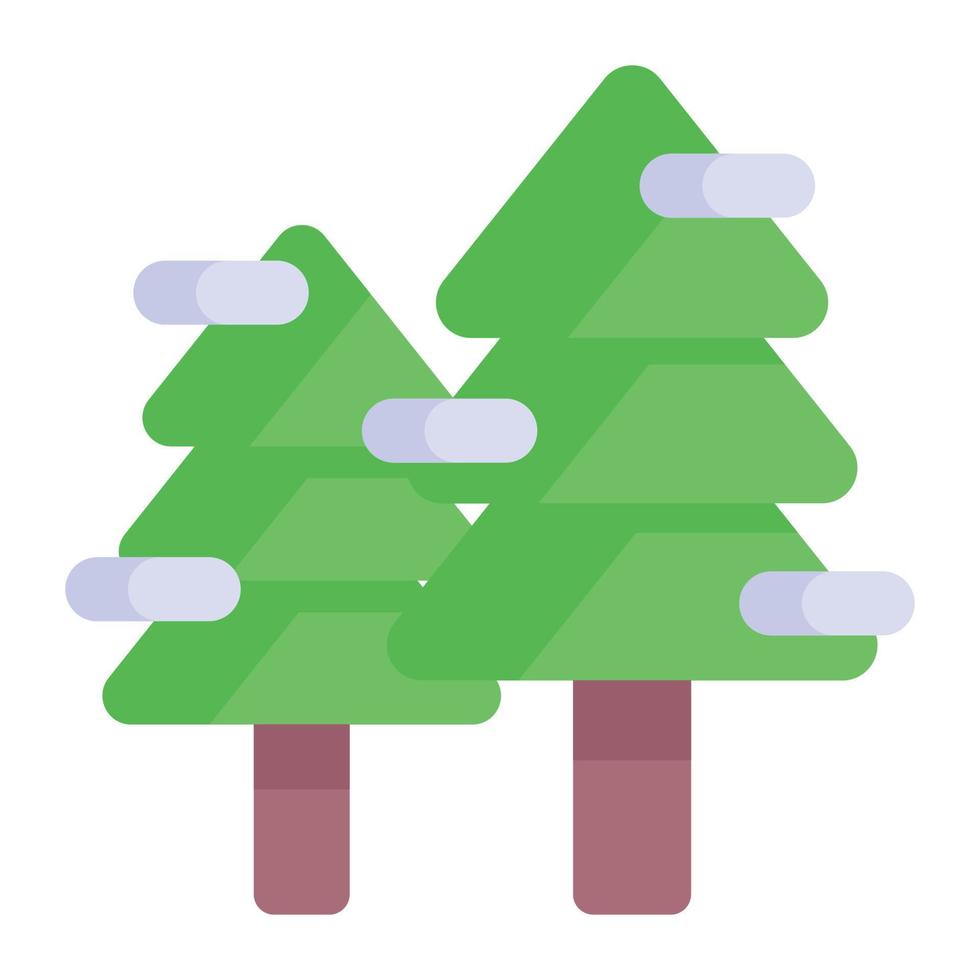 Snow on christmas trees vector icon in trendy style