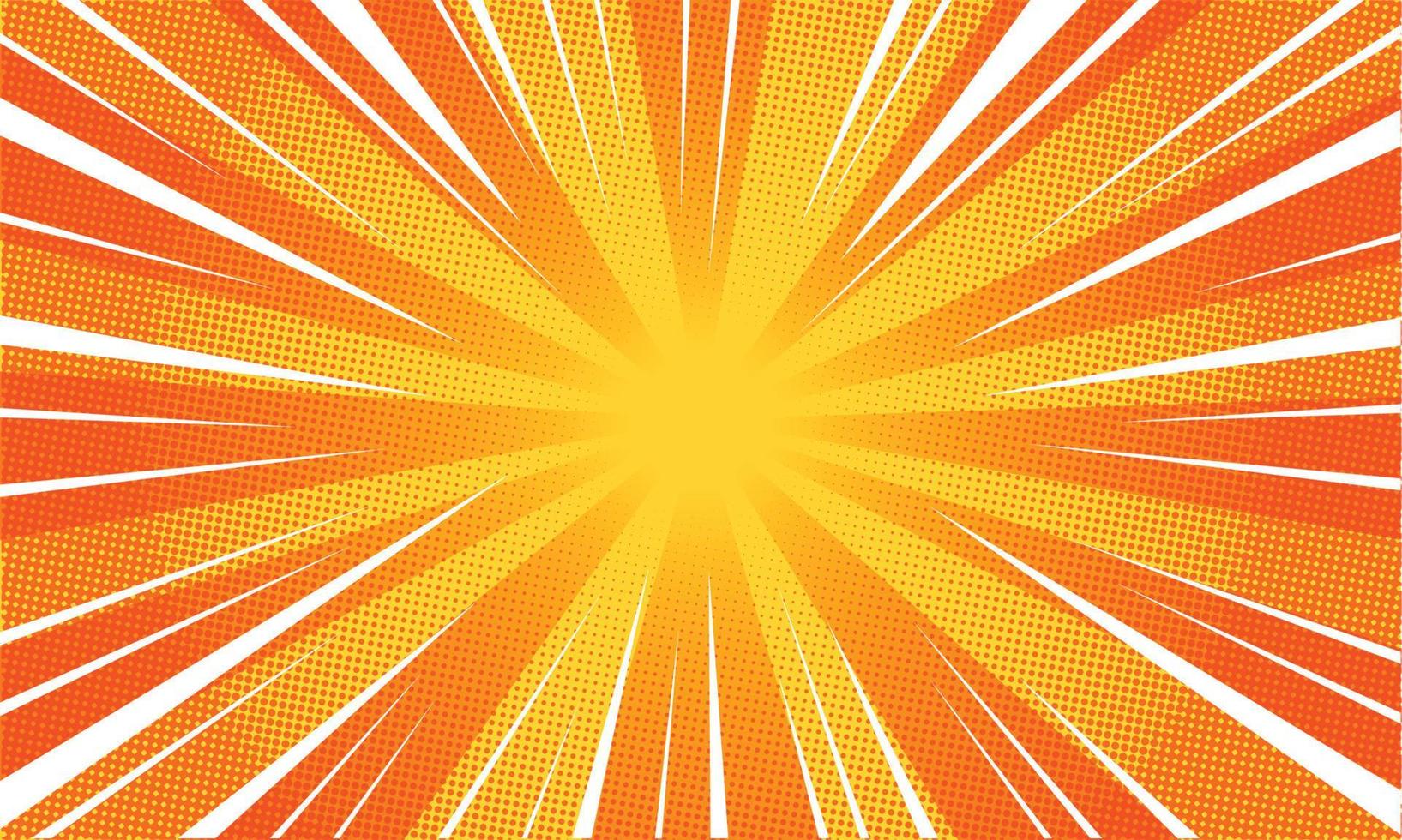 Sunburst con color de estilo cómico naranja. banner y fondo de marco de superhéroe vector