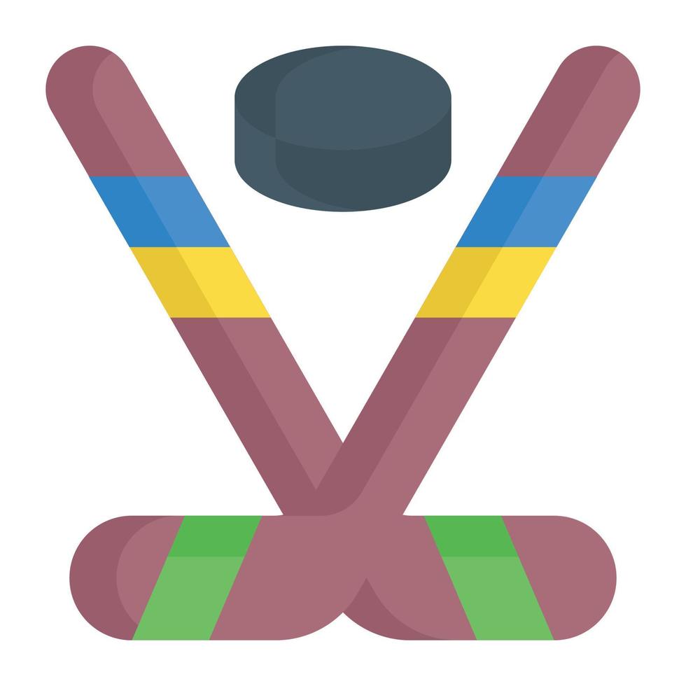 Ice hockey sticks with puck vector icon design