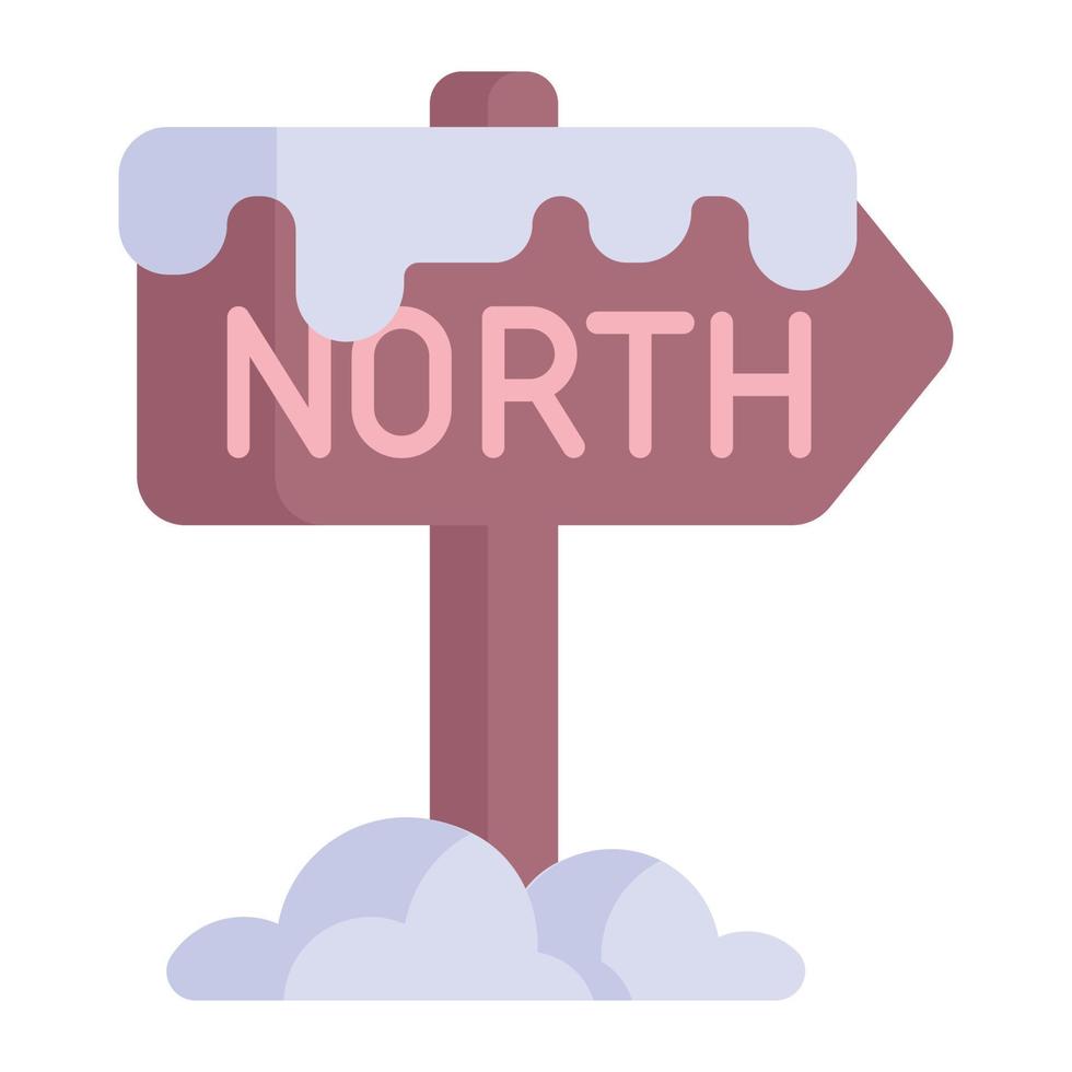 North pole direction sign board vector icon