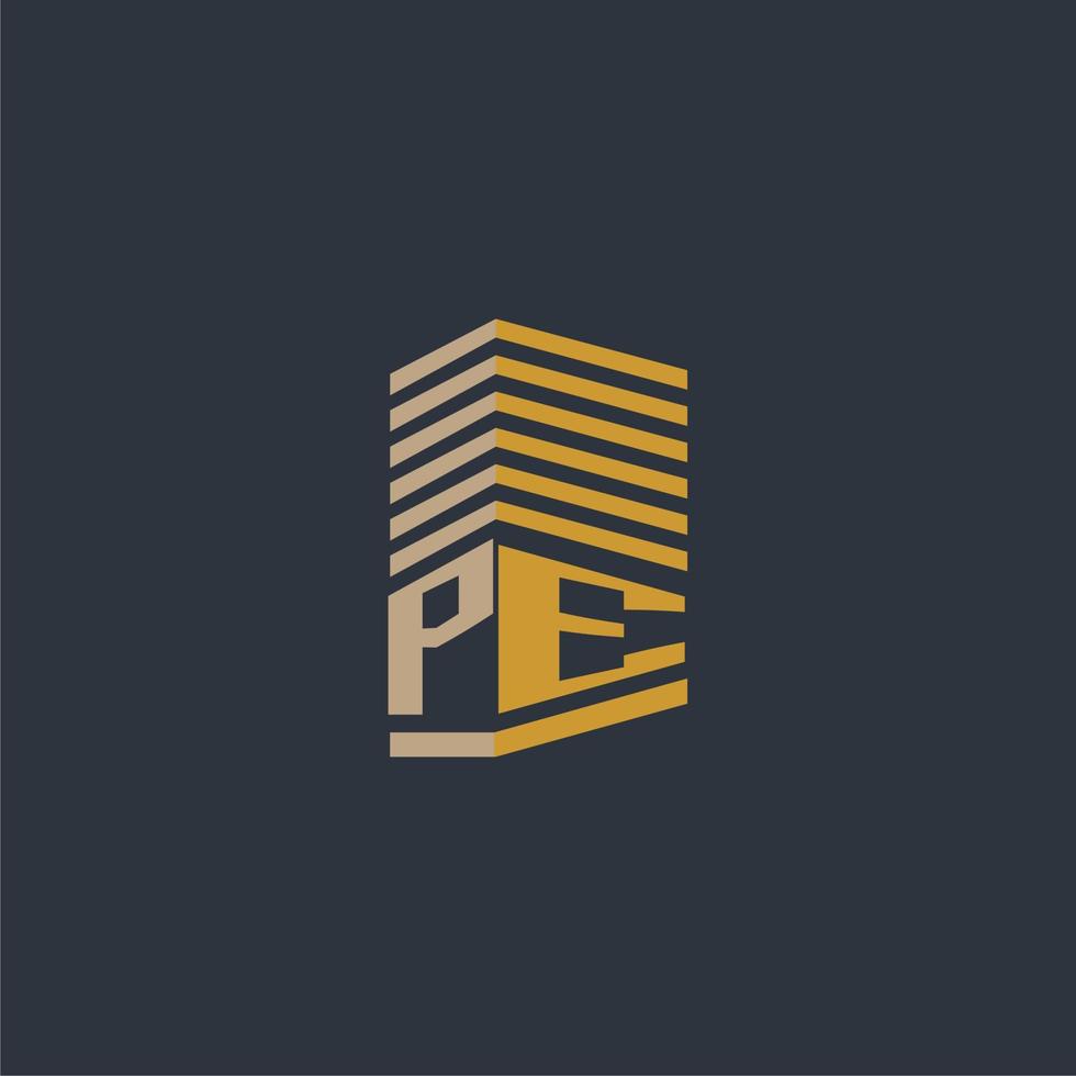 PE initial monogram real estate logo ideas vector